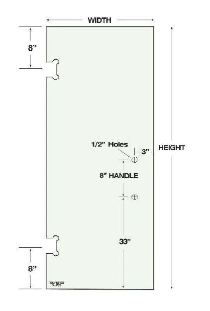 Picture of 3/8" Clear Tempered Glass Door 28" x 79‐5/8" /Heavy‐Duty Hinge/ 8" Handle