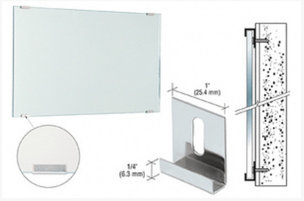 Picture of CRL Nickel Plated Dallas Mirror Clips for 1/4" Mirror (Box of 100)